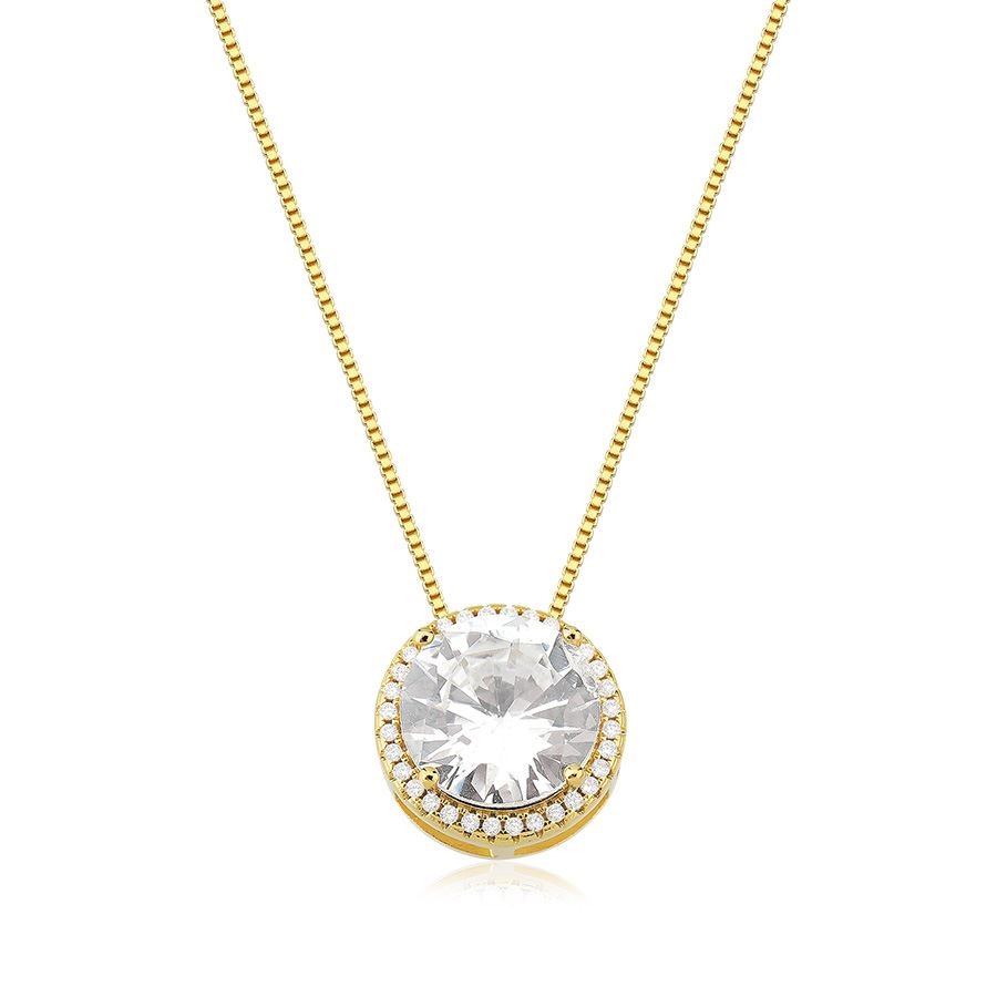 Gargantilha veneziana de zircônia 14mm banhada ouro18k