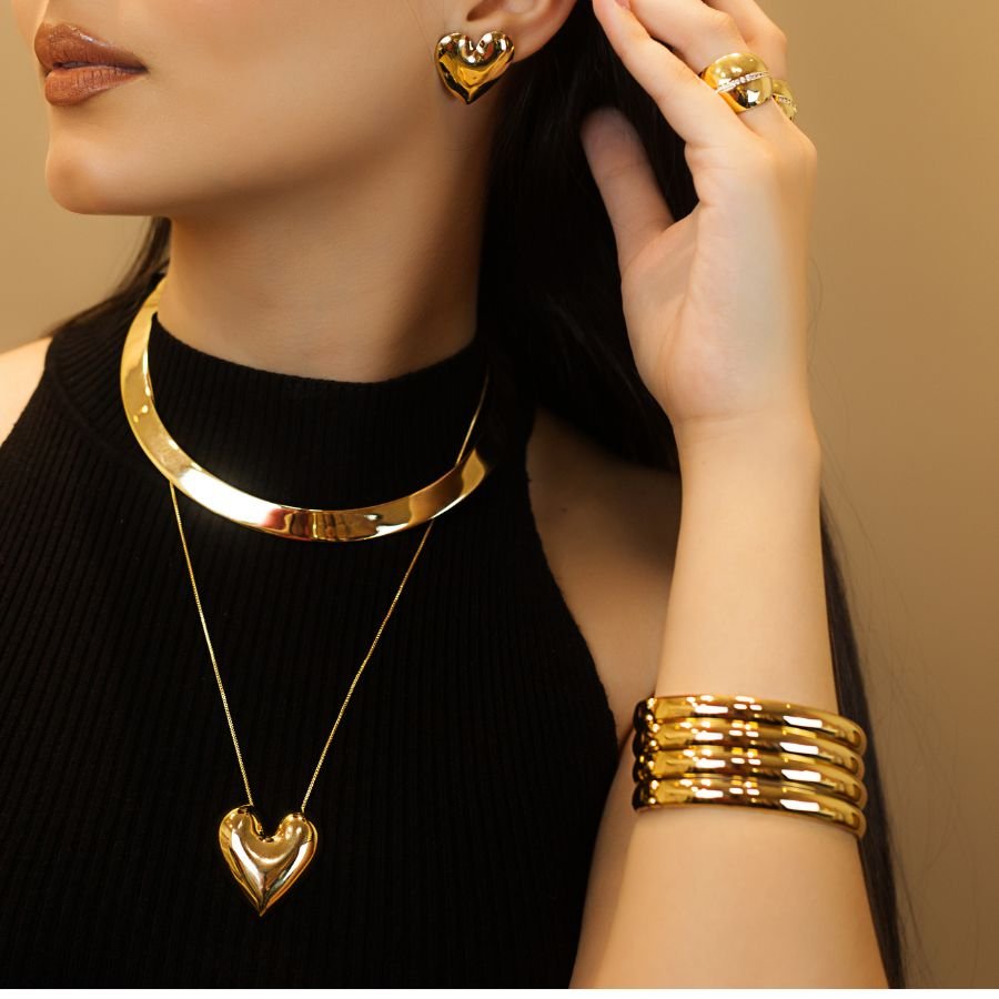 Aro largo liso banhado ouro18k