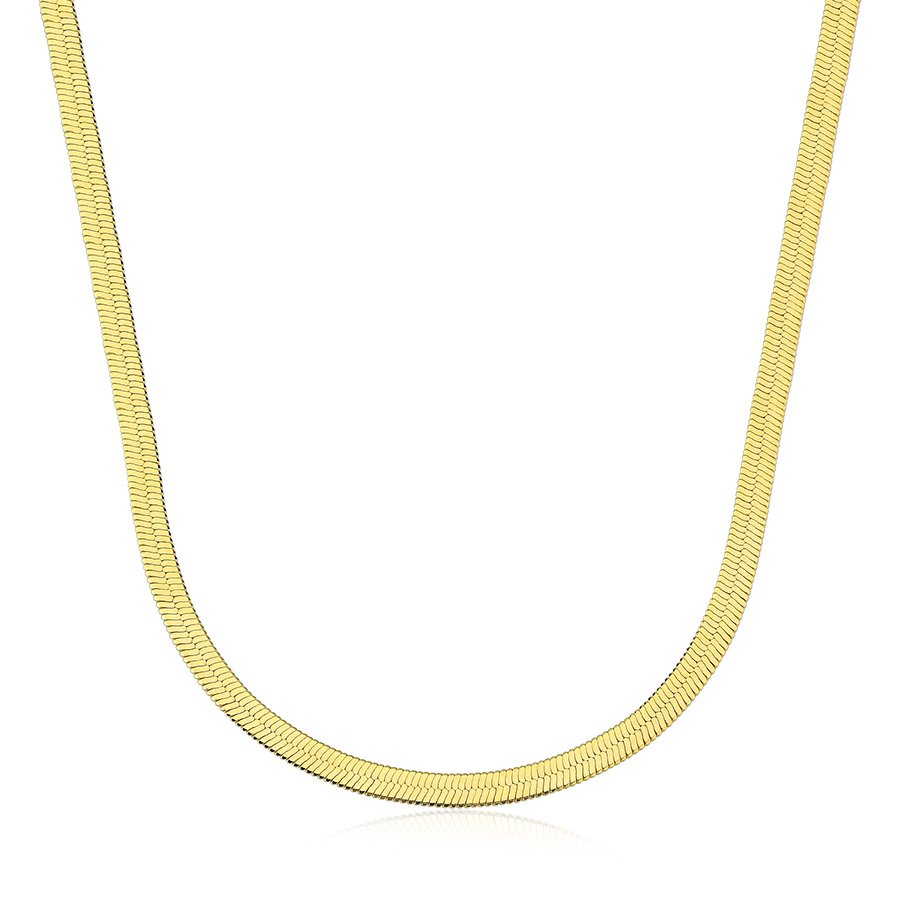 Corrente fita longa de 60cm banhada ouro18k