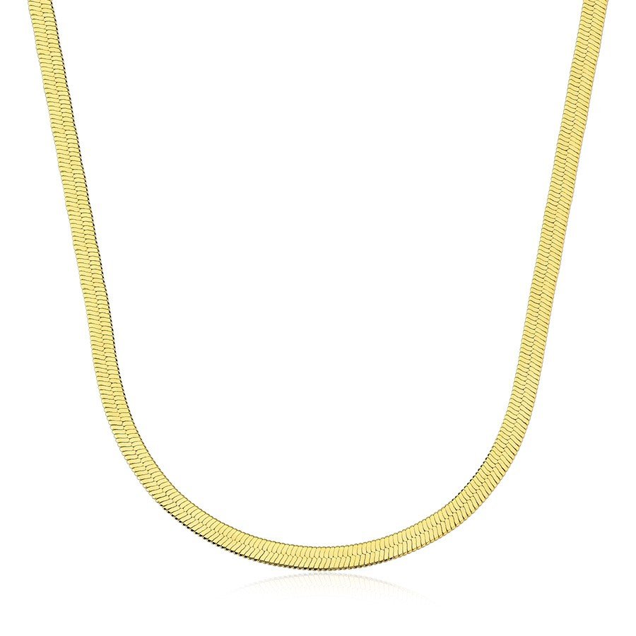 Corrente fita longa de 60cm banhada ouro18k