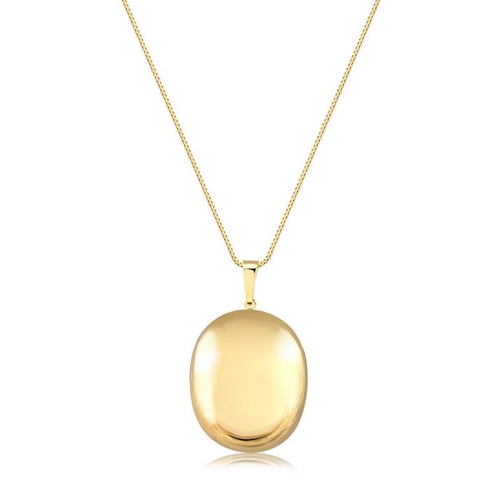 Colar com pingente oval liso banhado ouro18k