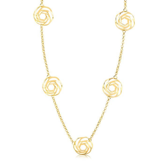 Colar longo com rosas banhado ouro18k