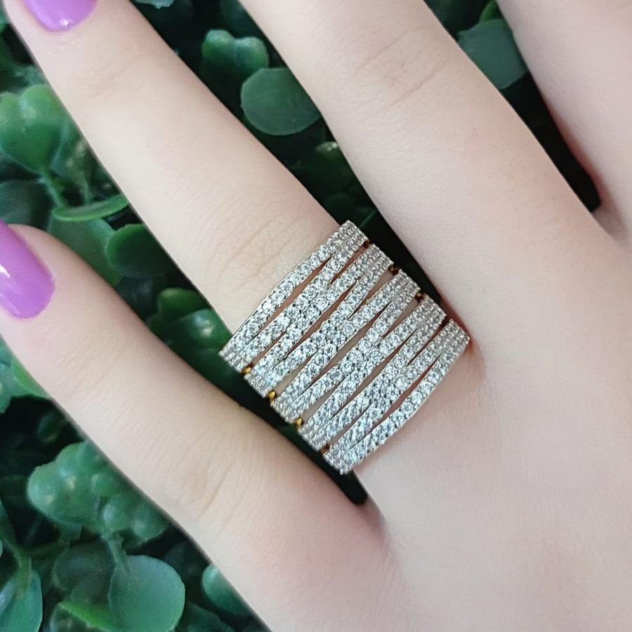 Anel Folheado Ouro 18K / Zircônia