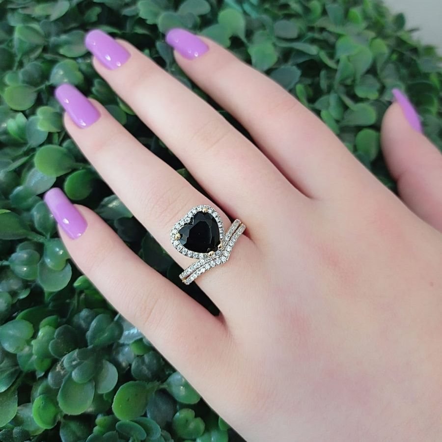 Anel de coração cravejado banhado a ouro18k