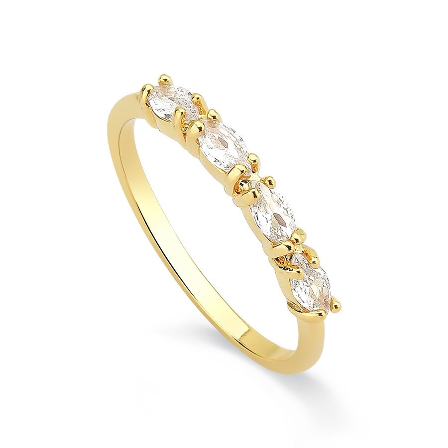 Kit 3 anéis cristal banhado a ouro18k