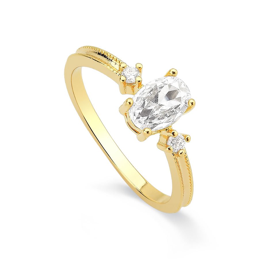 Kit 3 anéis cristal banhado a ouro18k