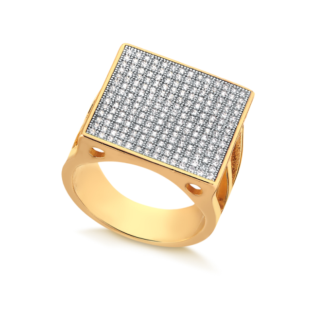 Anel Folheado Ouro 18K - Cravejado Zircônia White