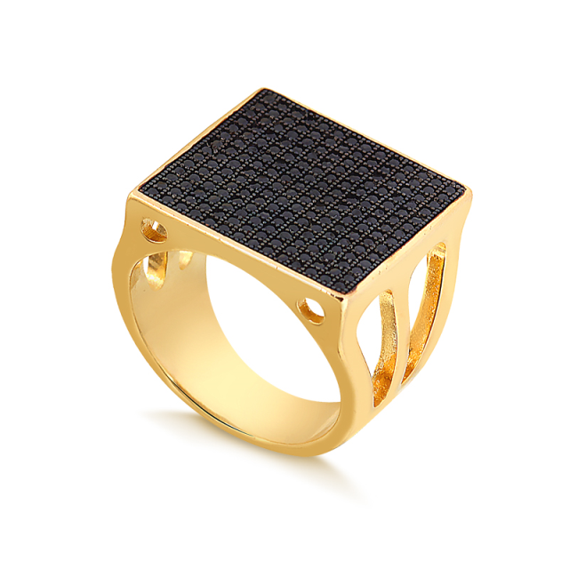 Anel Folheado Ouro 18K - Zircônia Black