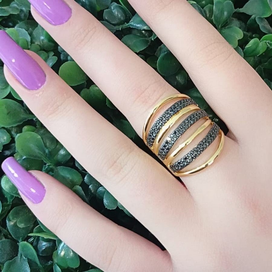 Anel Folheado Ouro 18K / Zircônia