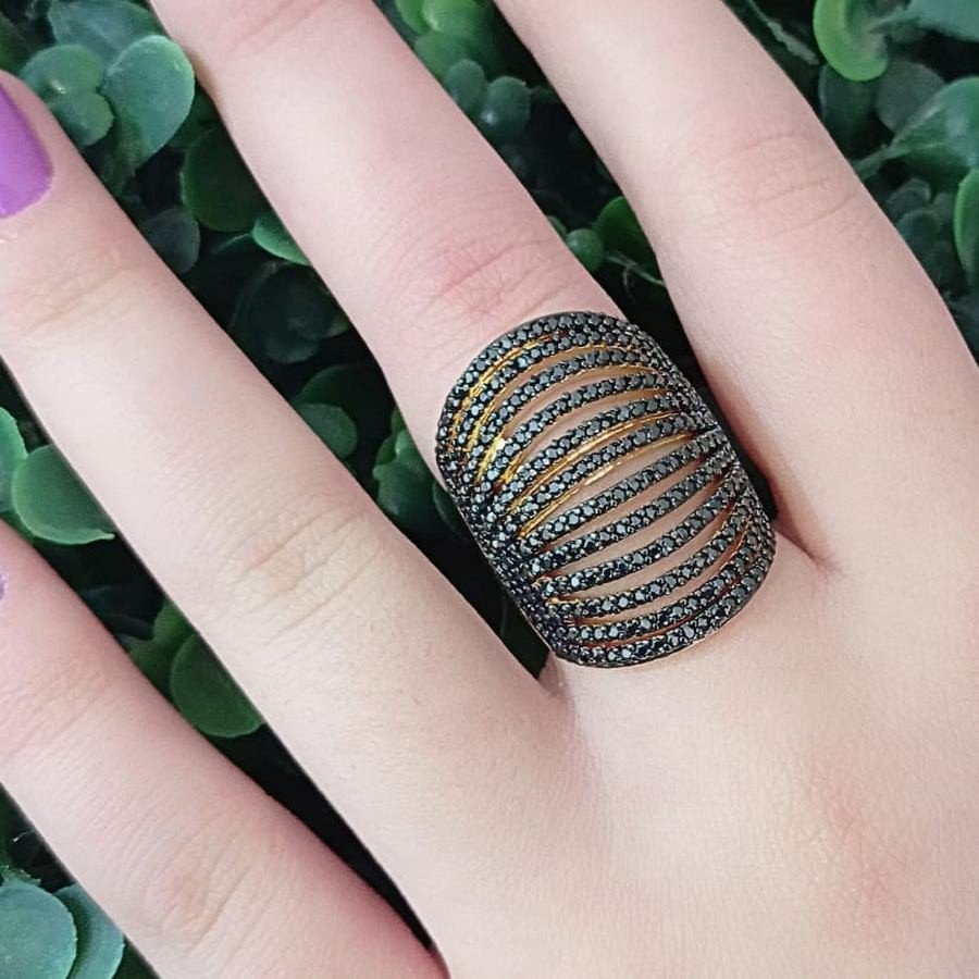Anel cravejado banhado a ouro18k