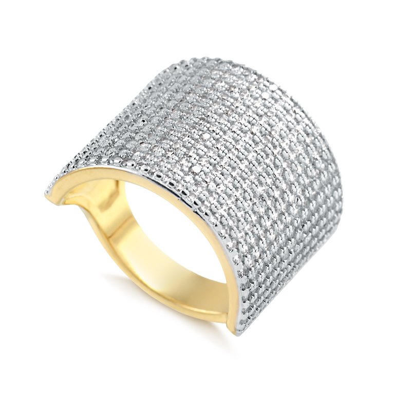 Anel cravejado folheado a ouro 18K - WHITE