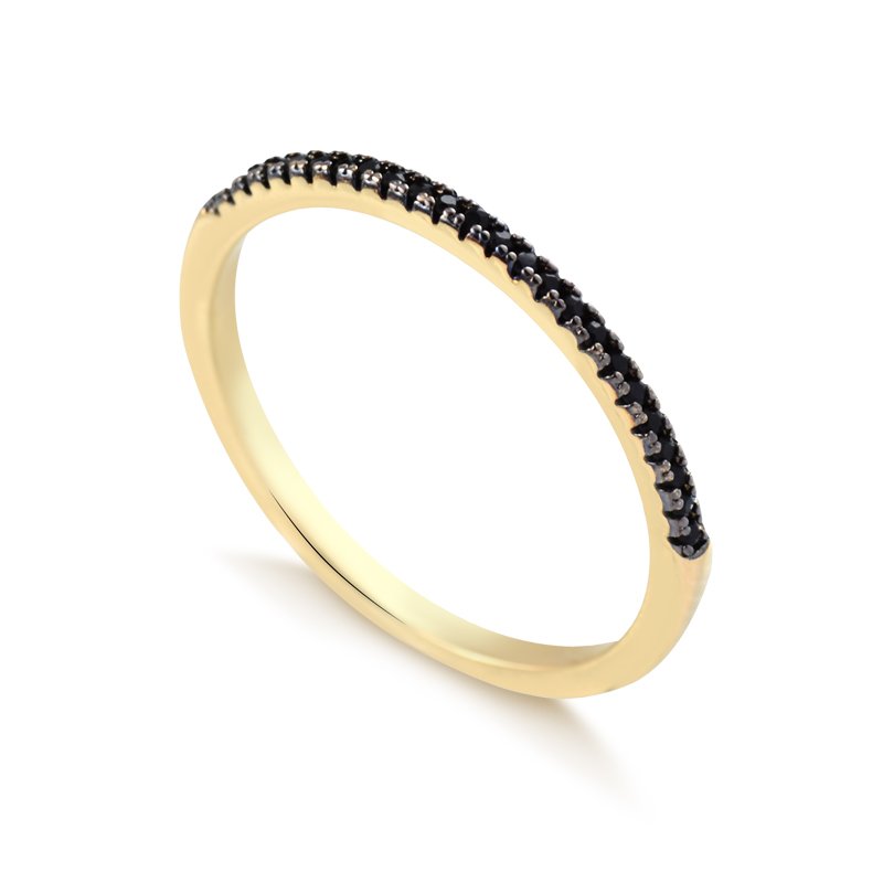 Meia Aliança Fina Black folheada a ouro 18K