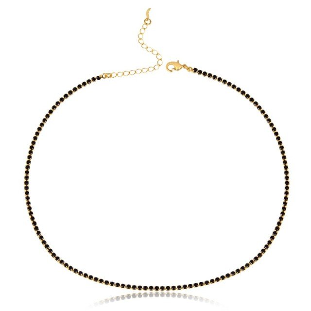 Choker com Zircônia Preta Folheada a Ouro 18K