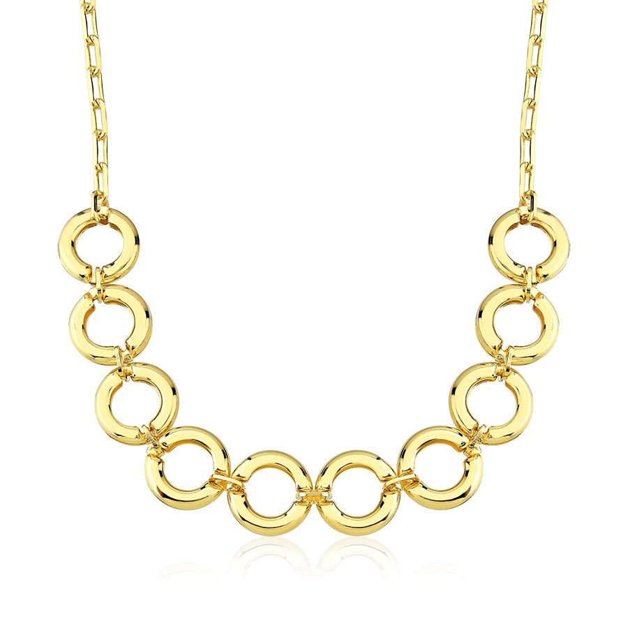 Choker com elos redondo banhado ouro18k