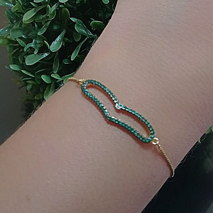 Pulseira de Zircônia com Regulagem Folheada a Ouro 18K