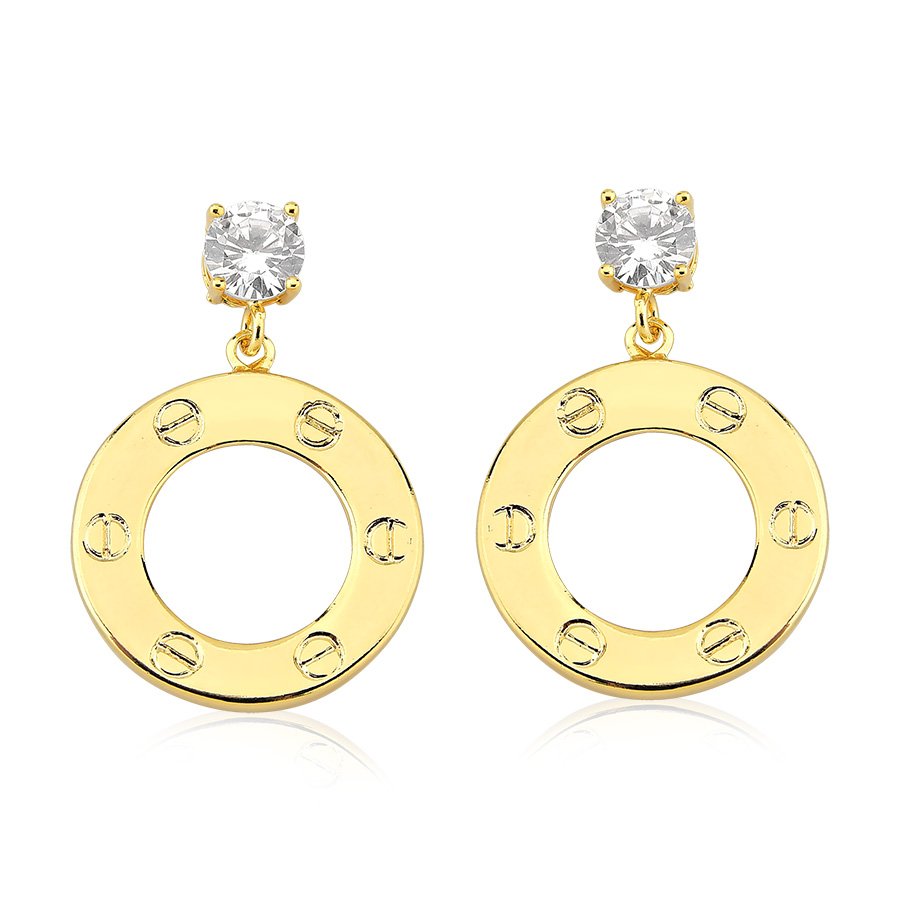 Brinco com zircônia banhado ouro18k