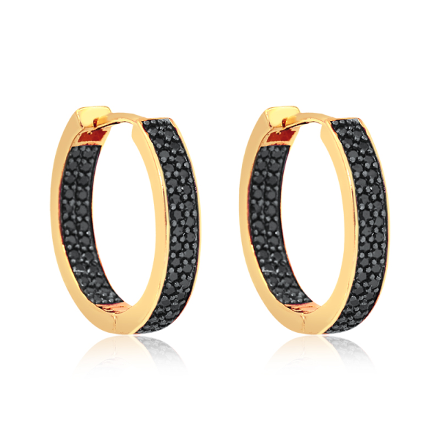 Argola com Zircônia Black Folheada a Ouro 18K