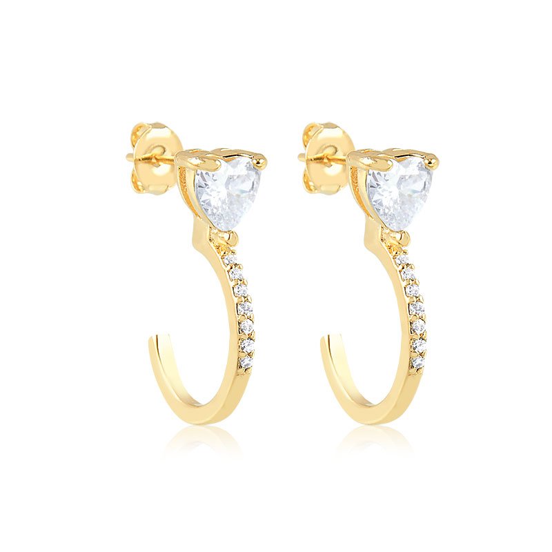 Brinco delicado com zircônia banhado a ouro18k