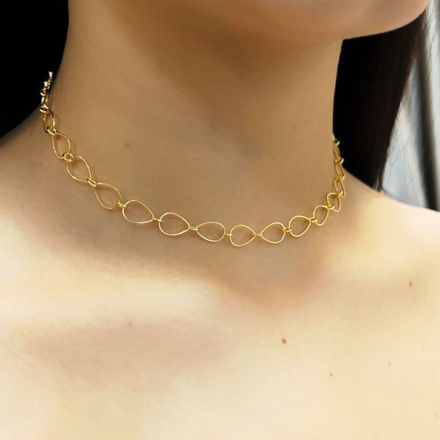 Choker de gota banhada ouro18k