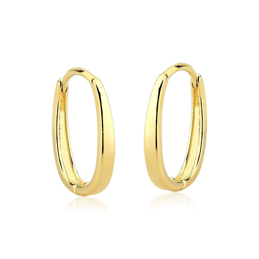 Brinco argolinha click oval banhado ouro18k