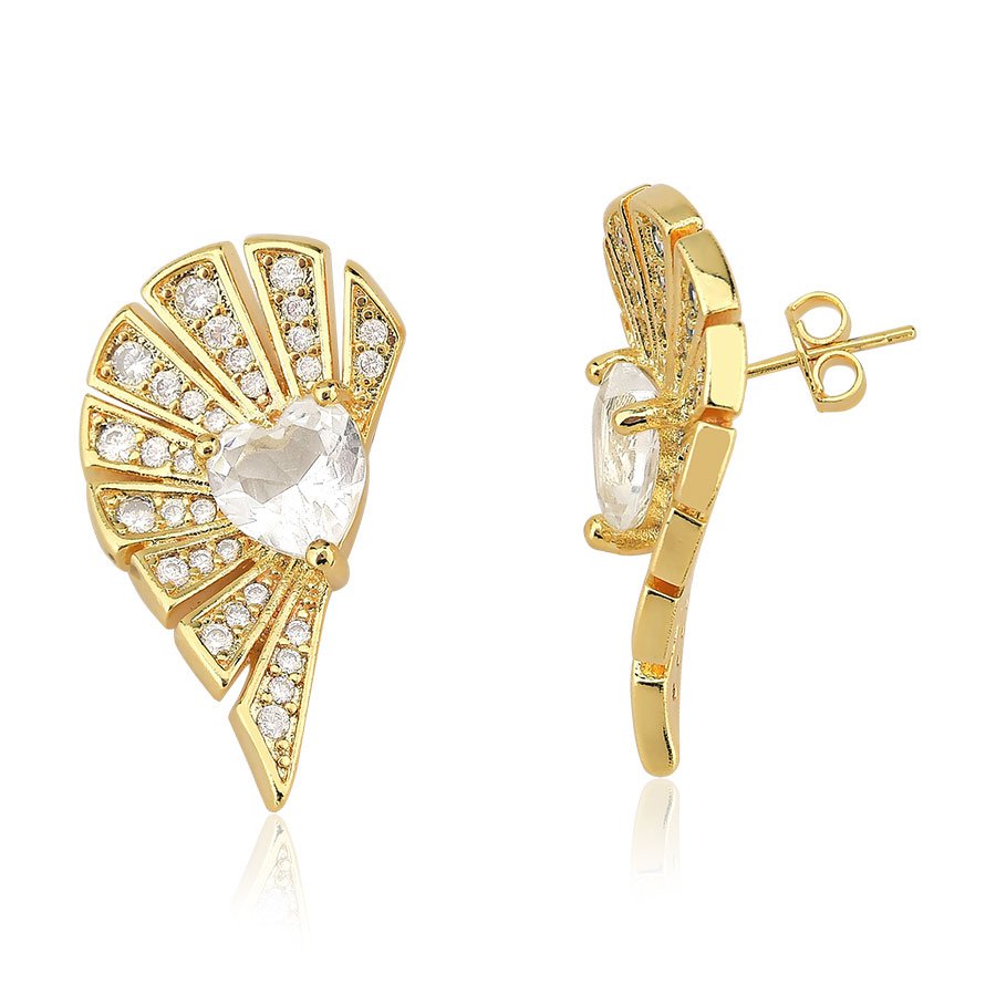 Brinco de Zircônia Folheado a Ouro 18K