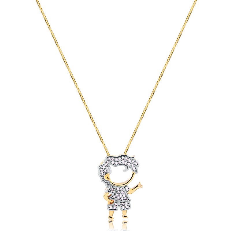 Colar Menino de zircônia banhado a ouro18k