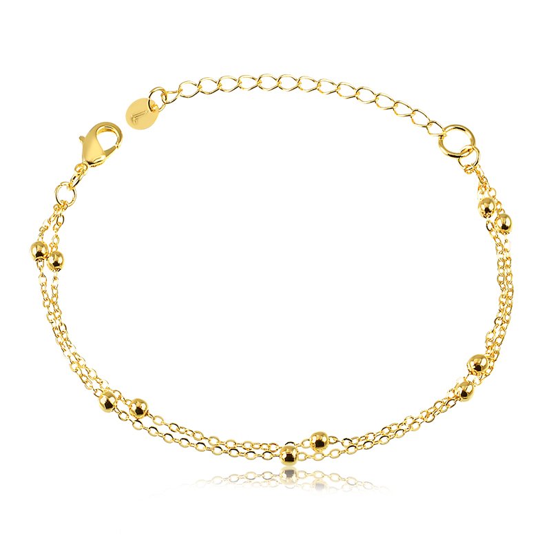 Pulseira Dupla de Bolinhas Folheada a Ouro 18K