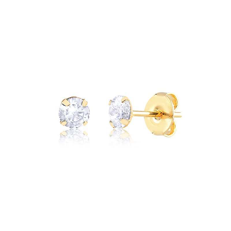 Brinco Ponto de Luz de Zircônia 3mm Banhado a Ouro 18K