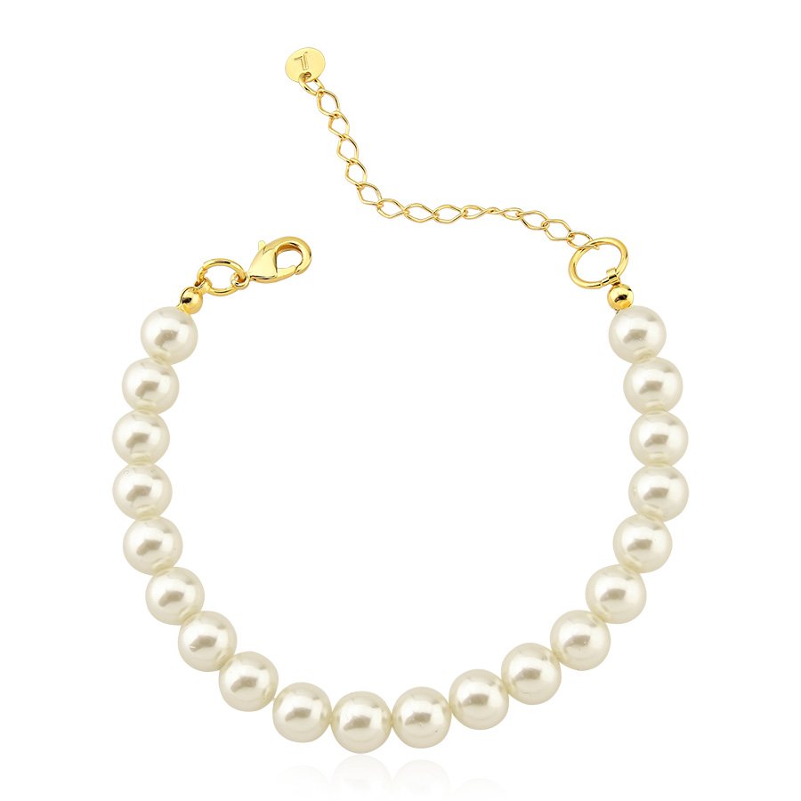 Pulseira de pérola 8mm banhado ouro18k