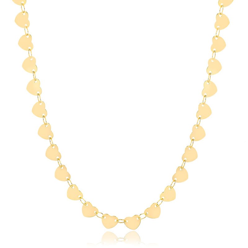 Gargantilha Corações de 60cm Folheado a Ouro 18K