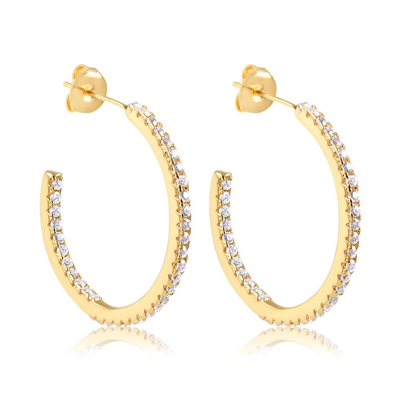 Argola de Zircônia Branca Folheado a Ouro 18K