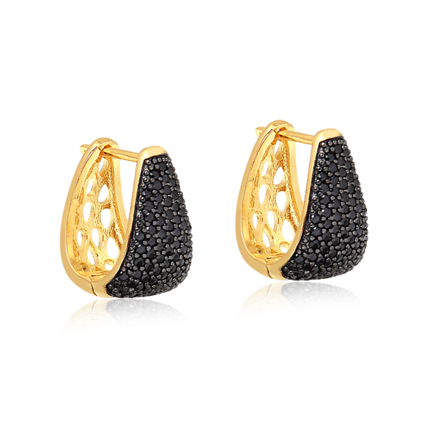 Argola Folheado a Ouro 18K - Argola em Zircônia Black Micro