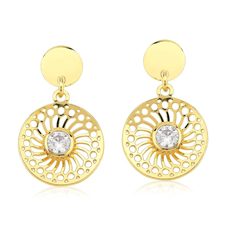 Brinco com pindurico delicado banhado ouro18k