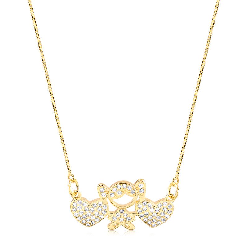 Gargantilha Cravejada Filha Folheada a Ouro 18K