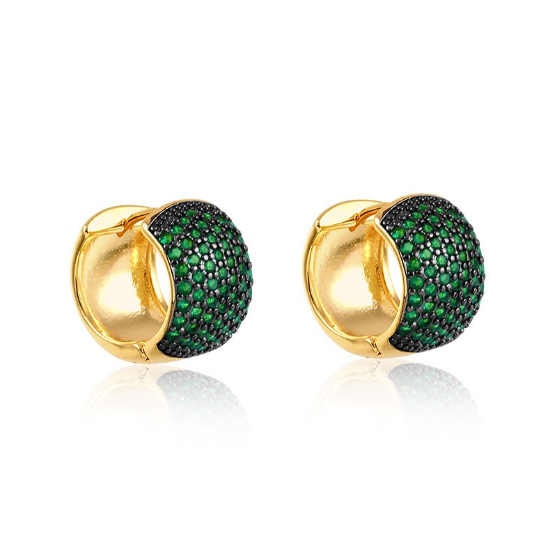 Argola de Zircônia Click Verde Banhada a Ouro 18K